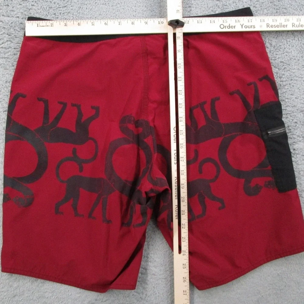 Former Dane Reynolds Board Shorts Mens 34 Red Monkey Print Swim Trunks Ripstop